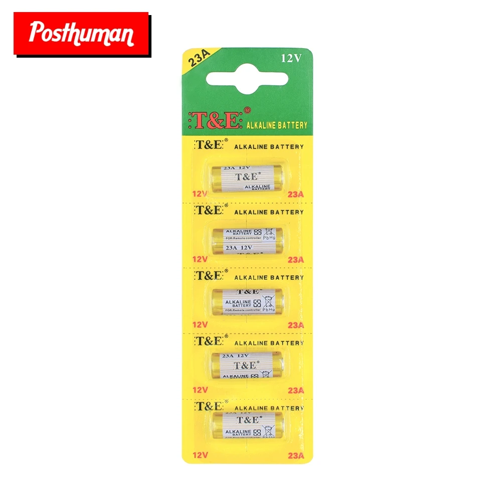 Первичная сухая батарея POSTHUMAN 5 шт. 12 В A23 23A 23AE E23A V23GA MN21 GP23A LRV08 8F10R 8LR23 8LR923 CA20 K23A |
