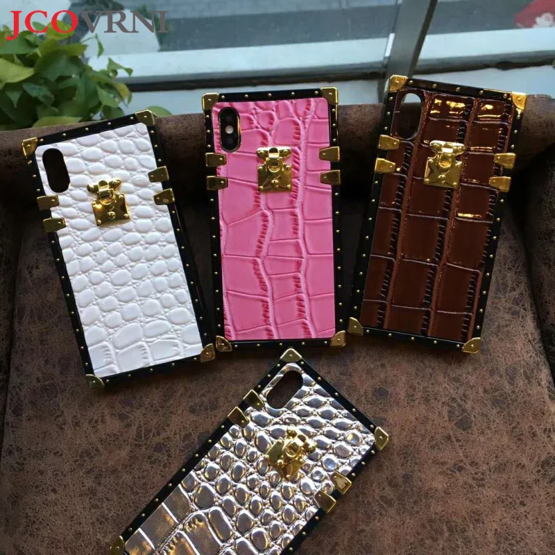 

JCOVRNI Crocodile pattern TPU + luxury leather for iPhone7 8 Mobile phone cover for iPhone 7 8 plus phone case with lanyard