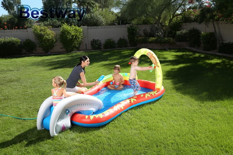 53051 Bestway 279x173x102 см надувной водный развлекательный бассейн с игровой корзиной для детского бассейна детский бассейн
