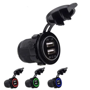

Waterproof DC 12-24V Car Charger USB Vehicle Dual USB Charger 2 Port Power Socket Universal