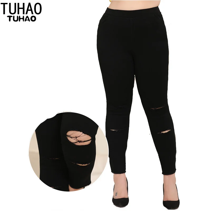 8xl 2019 Tamaño Cintura Pantalones Plus Elástico Agujero Verano 10xl Negro Tuhao Ms49 Mujeres Primavera 6xl Lápiz q8q1C