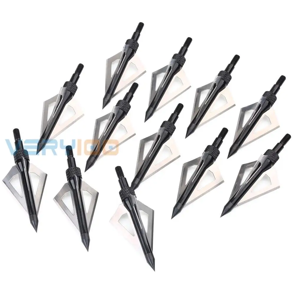 12Pcs Hunting Arrow heads 100 Grain 3 Blade Broad Arrow Heads Arrows
