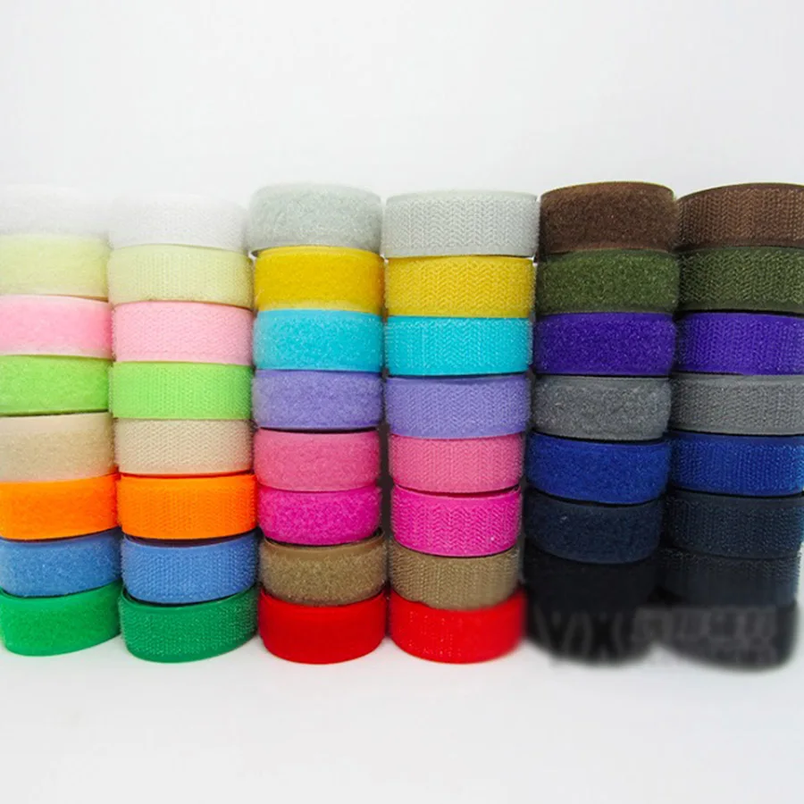 

1 Set 2 Rolls 2cm *39inch Sew On Magic Sticky Self Adhesive Hook and Loop Fastener Tape Pad 12colors for choose