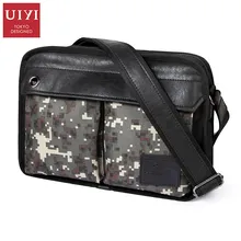 UIYI брендовый Для Мужчин's Курьерские сумки Для мужчин Повседневное Портативный сумка через плечо сумка Холст Сумки из натуральной кожи Для мужчин модные Сумки