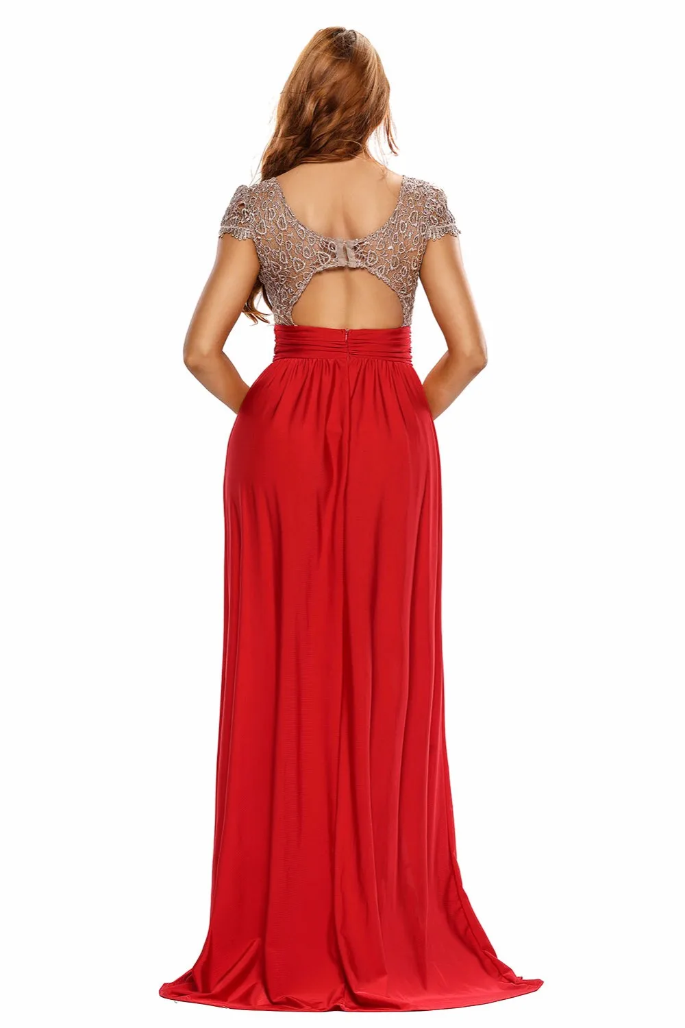 Amazing-Gold-Lace-Overlay-Red-Slit-Maxi-Evening-Gown-LC60809-3-6