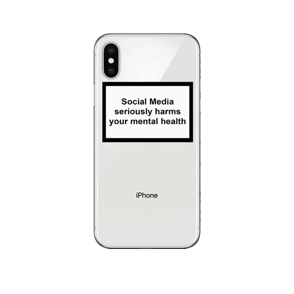 

soft Silicone clear cover phone case for iPhone X XR XS Max 6 7 8 plus 5S 5SE social media seriously harms your mental health