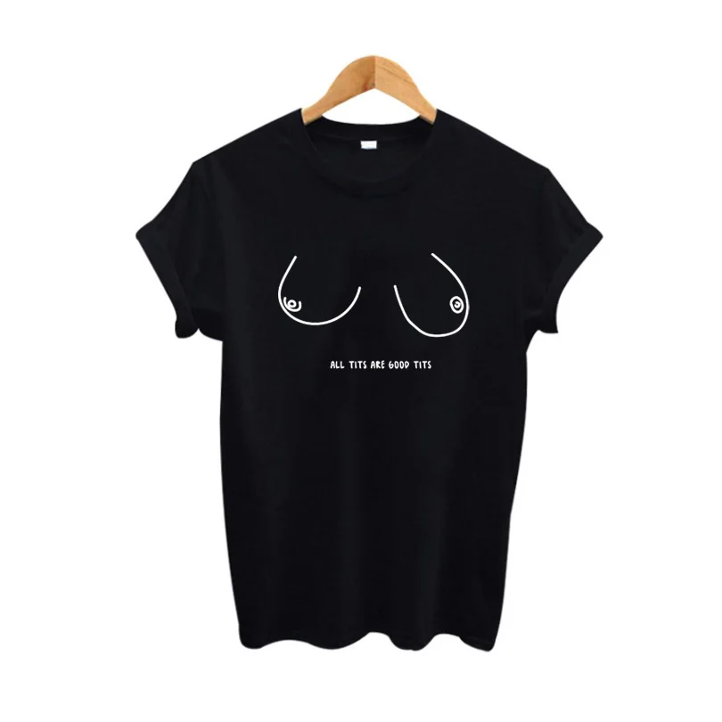 Забавные футболки все сиськи хорошие сиськи Harajuku tumblr Hipster говоря футболка Femme Лето 2018 модные женские туфли костюмы