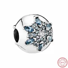 Кристаллизованная Снежинка бусина с зажимом Разноцветные кристаллы и прозрачный CZ DIY Fit PANDORA Подвески Серебро 925 оригинальные ювелирные изделия CL023