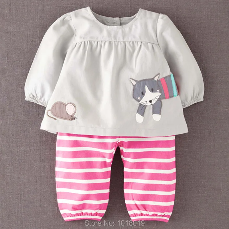

New 2019 Brand Quality 100% Cotton Baby Girl Clothes Set 2pcs Long Sleeve Children Clothing Set Bebe Kids Clothes Set Baby Girls