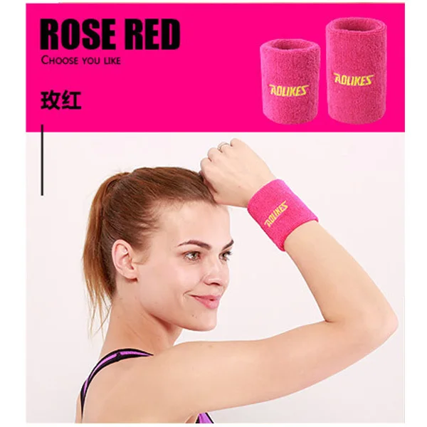 Спортивный 11 см эластичный удлиненный браслет, манжета для баскетбола, тенниса, бадминтона, защита от пота, полотенце, защита для запястья, унисекс - Цвет: Rose red