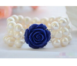 

P4778 3row 8" 12mm almost round white screw thread freshwater pearl bracelet>Wholesale Lovely Women's Wedding Jewelry