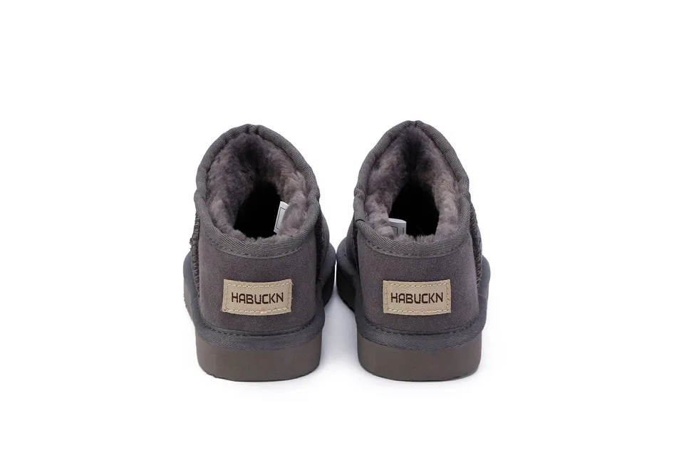HABUCKN/женские зимние ботинки в классическом австралийском стиле; зимние теплые кожаные ботинки на плоской подошве; водонепроницаемые ботильоны высокого качества; большие размеры