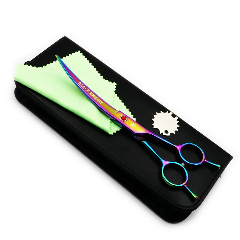 1 pcs add case Ножницы для домашних животных " вверх изогнутые ножницы для ухода за домашними животными профессиональные разноцветные волосы для резки барберские ножницы с использованием собак и кошек - Цвет: 1 pcs add case