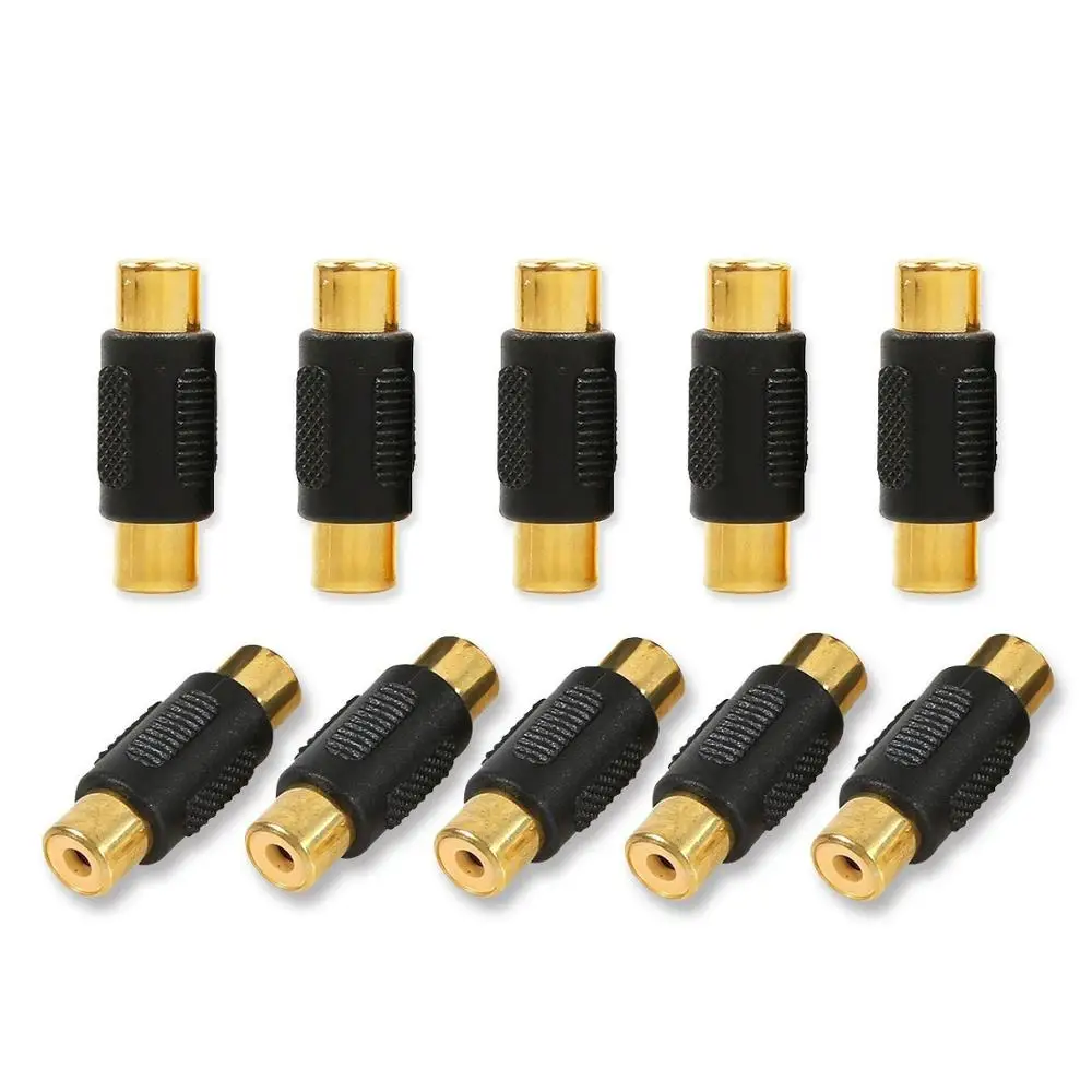 

10 Pack Audio Video Gold RCA Female to Female Coupler Adapter