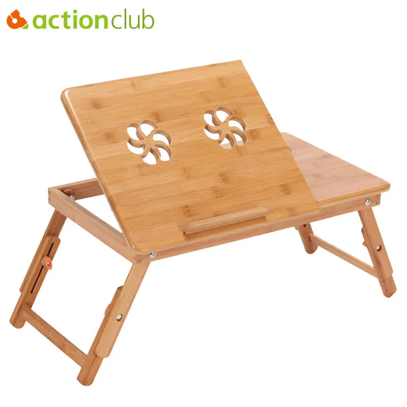 Продажа Actionclub портативный складной Бамбуковый стол для ноутбука, диван кровать, Офисная подставка для ноутбука, стол с вентилятором, кровать, стол д...