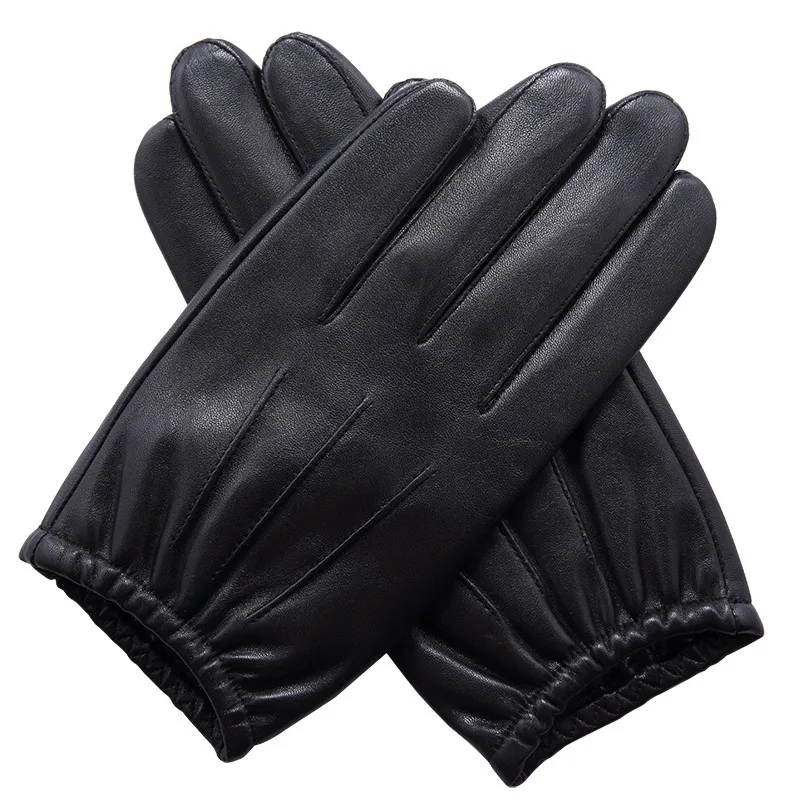 

100% Sheep Skin Touch Screen Men Gloves Classic Style Pure Genuine Leather Gloves For Winter Men's Smart Phone Gloves