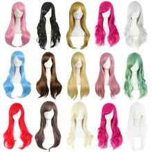 MapofBeauty длинные вьющиеся синтетические волосы 19 цветов черный белый золотой зеленый синий красный розовые парики для косплея термостойкие женские Вечерние