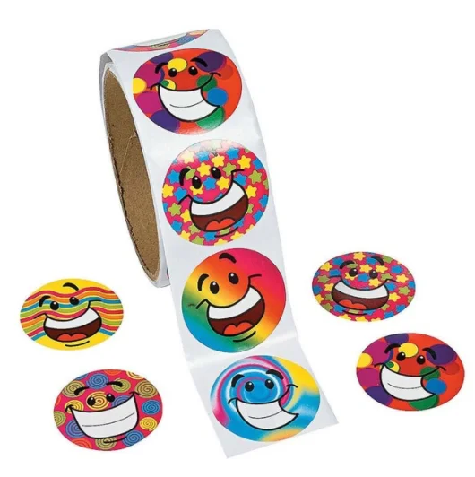 

1 roll(100 stickers) Cute Cartoon Paper Stickers Rolls Kids Wild Animals Smiley Face Love Star Christmas Birthday funny Toys