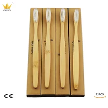 4 шт. Корона гладкой Стиль древесины зубная щетка Новинка Бамбука Зубная щетка мягкой щетиной головчатого бамбуковое волокно деревянной ручкой