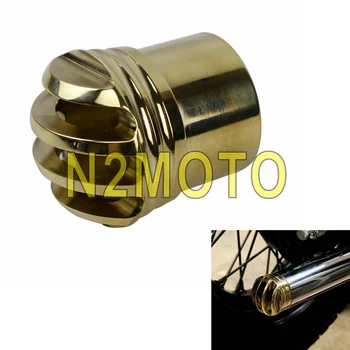 

Solid Brass Motorcycle Cage Exhaust Muffler Tips Universal for Harley Touring Dyna Chopper Cafe Racer w/ 1 3/4" Diameter Pipe
