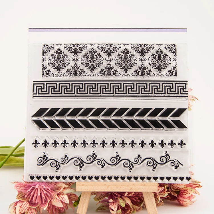 Lace Decorative Borders Seal Stamp DIY Scrapbook Transparent Rubber