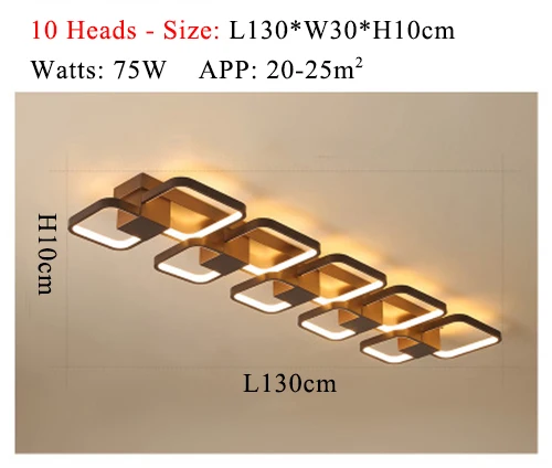 Прямоугольник 2/4/6/8/10 головок коричневый средства ухода за кожей отделка современный Led минимализм потолочные светильники для Гостиная мастер Спальня комната кабинет - Цвет корпуса: 10 Heads