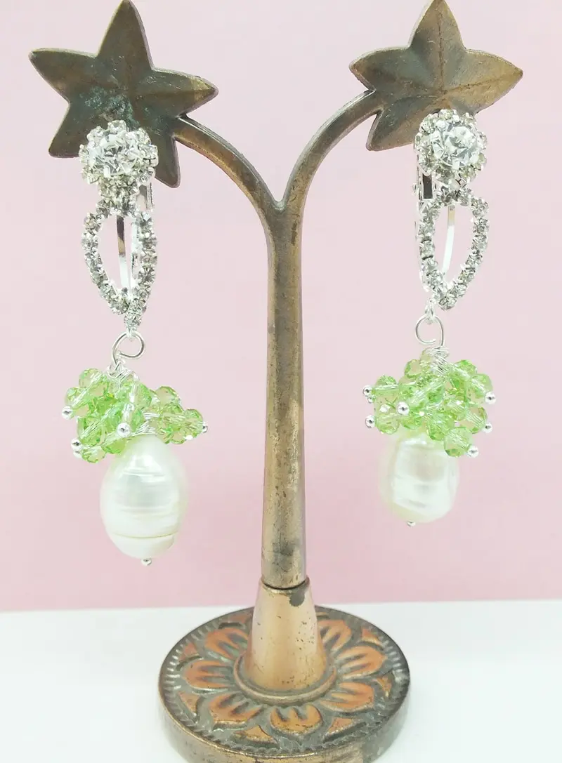 Free Shipping, Baroque Pearl Crystal Zircon Earrings. Women Luxury Jewelry