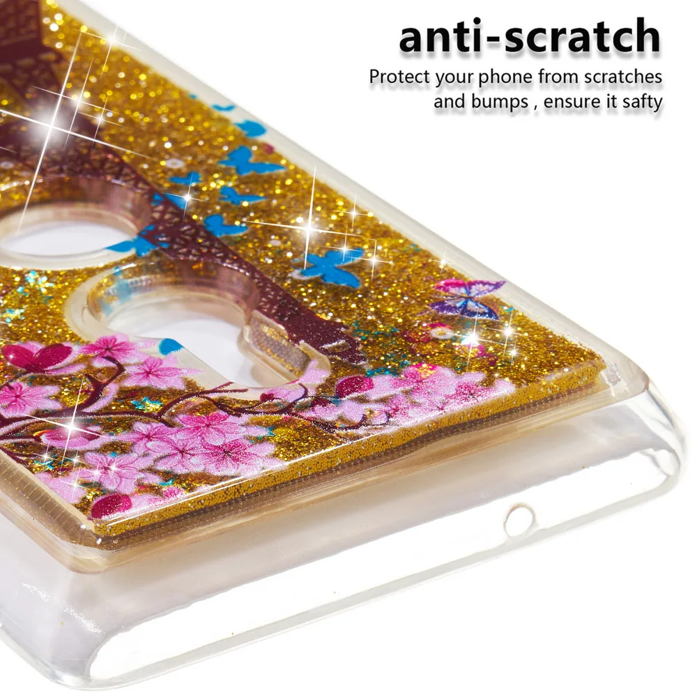 Amile Plum Flower Patterned Liquid Bling Quicksand Soft Case For Sony Xperia XZ2 XZ2 Compact Clear Silicone Capa For Sony Xperia(5)