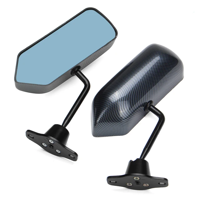 1Pair Universal Car Rearview Mirror Carbon Fiber Autos Blue Rear View Mirror Carbon racing Side