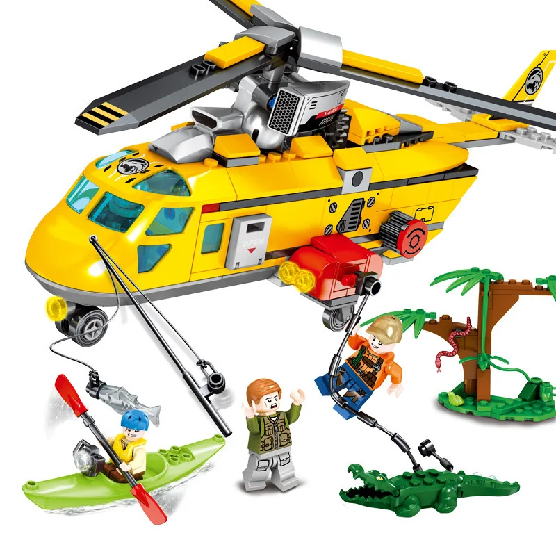 

Doomsday Rescue Series Jungle Rescue Helicopter Toys For Kids Educational Model Building Blocks Compatible With Legoings Bricks