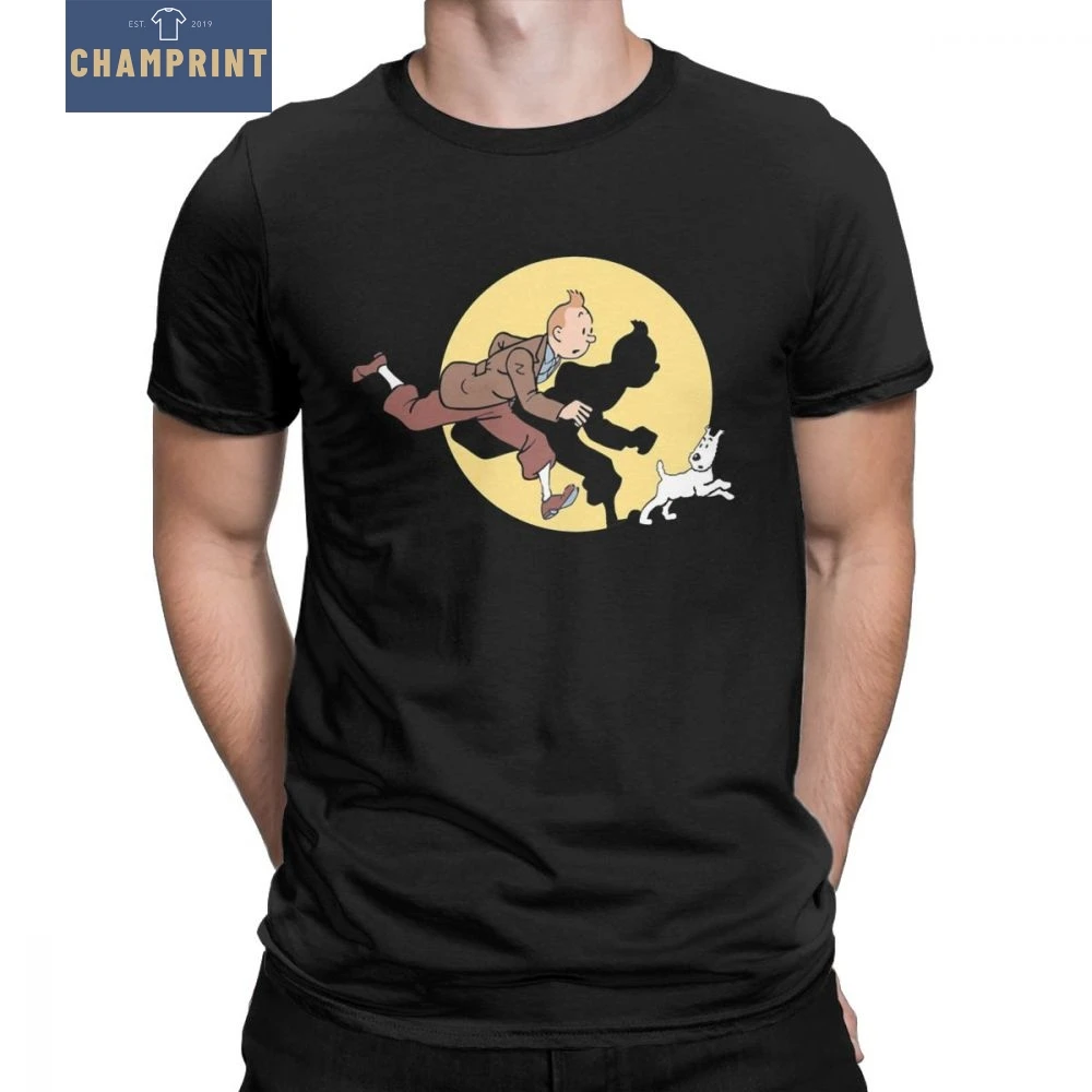 

Tin Tin The Movie The Adventures Of Tintin T Shirt for Men Pure Cotton Vintage T-Shirt Crew Neck Tee Short Sleeve Clothes Summer
