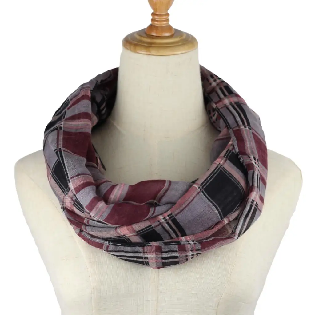 

women plaid warm Infinity Scarf ring scarves Fashion loop Scarves Snood Shawl neckerchief autumn winter hijab scarf