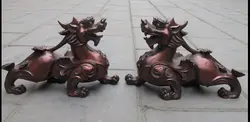 Zhaorui5 + + Подробная Информация о Китай красный Бронзовый Дворец Дверь Foo Dog Лев зверь kylin Пи Сю статуя Пара