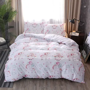 

Fanaijia Unicorn bedding set queen size 3d cartoon printed duvet Cover With Pillowcases bedline AU US size
