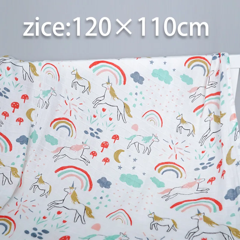 Bamboo Cotton Baby Blankets Newborn Flamingo Unicorn Patterns Muslin Swaddle Wrap Bebe Kids Infant Gauze Diapers Baby Bath Towel 4