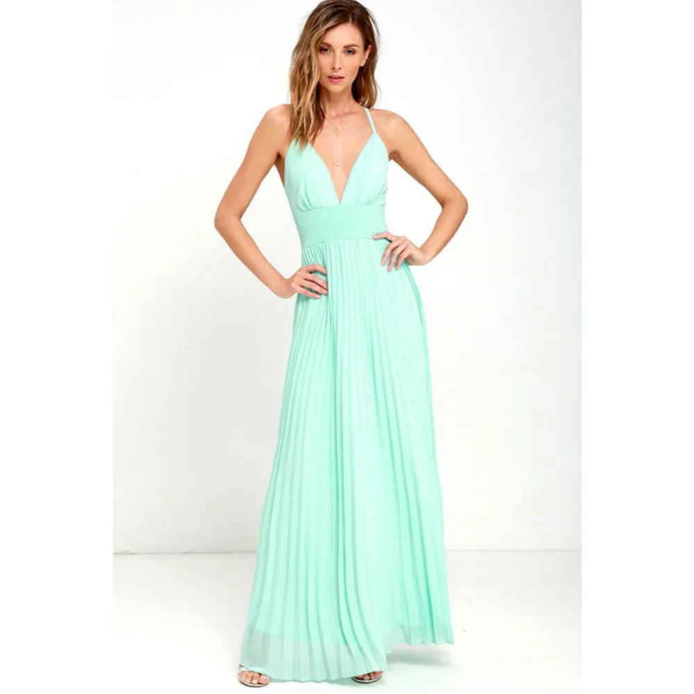 party women long dresses clothes 2016 Solid Pink sky blue slim sleeveless plus size backless