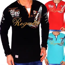 Бренд ZOGAA, повседневные мужские Поло,, модные, с принтом, свитшоты, облегающие, с длинным рукавом, рубашки поло для мужчин, одежда, топы, футболки