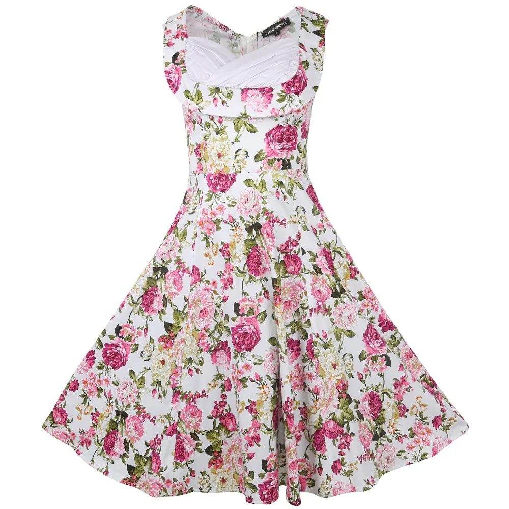 Vintage Summer Dresses Sweet Ball Gown Women Flower Dress Sky White ...