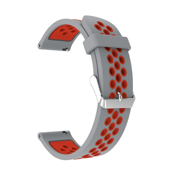 Спортивный силиконовый ремешок для samsung Galaxy Watch Active 2 40 мм 44 мм дышащий сменный 20 мм браслет для часов Amazfit GTS - Цвет ремешка: Gray red