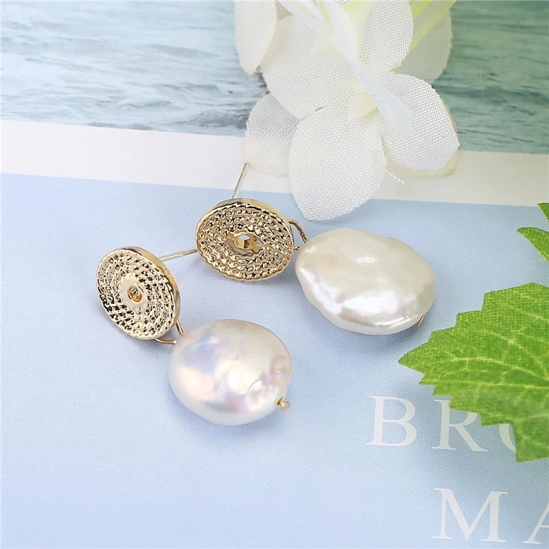 

2019 Top Fashion Freshwater Pearl Earrings Disc Drop Earrings For Women Female gilding plated water drop paerl earring
