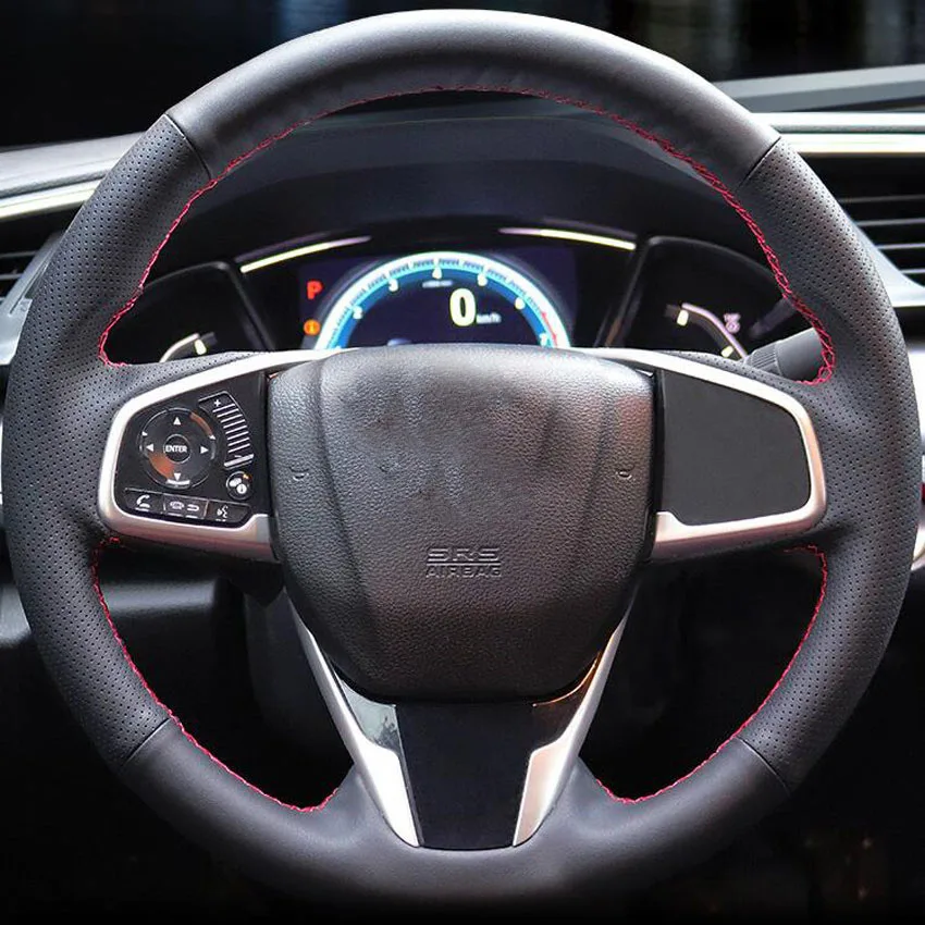 Для Honda Civic 10th автомобильный Стайлинг ручной шитье кожаные чехлы на руль аксессуары для салона автомобиля Новинка