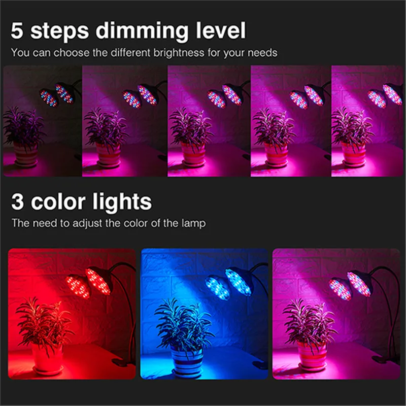 Высокое качество 20 Вт Светодиодный светильник с двойной головкой, светильник для роста лотоса для комнатных растений и садов