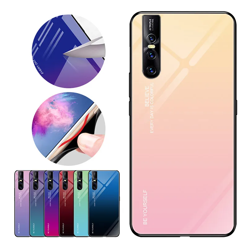 UYFRATE Slim Thin Gradient Glass Phone Case Smooth Tempered Glass Cover Funda For Vivo V15 Pro V15 Y85 V9 X27 IQOO X23 Z3 Z1 UYFRATE Slim Thin Gradient Glass Phone Case Smooth Tempered Glass Cover Funda For Vivo V15 Pro V15 Y85 V9 X27 IQOO X23 Z3 Z1