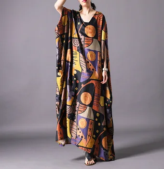 

Fashion Women Lace V-neck Dress New 2019 Floral Summer Dress Women Flower Print Ankle-Length Pleated Silk Dress