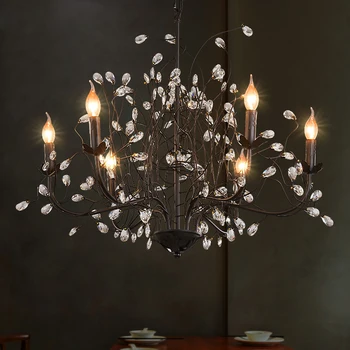 

Vintage Crystal Chandelier American Chandeliers Light Fixture Industrial Retro Crystal Hanging Lamps Modern Home Indoor Lighting