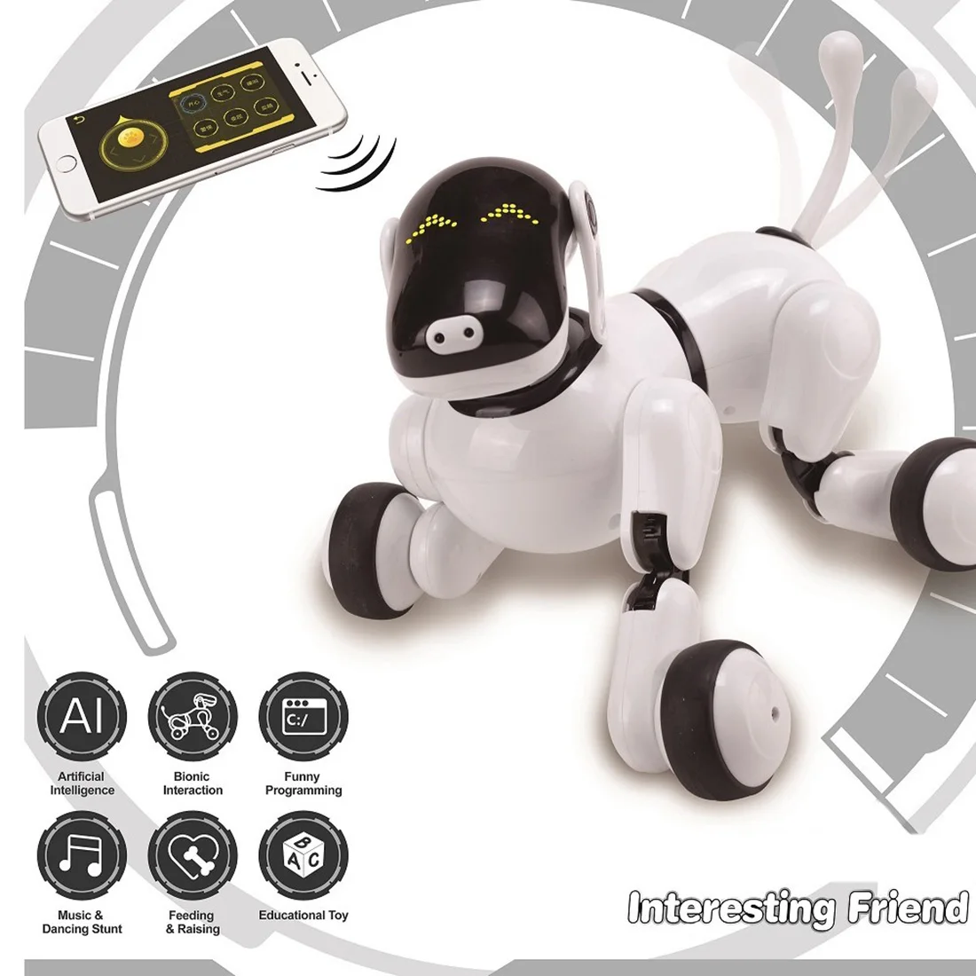 

Children Pet Robot Dog Toy with Dancing Singing/ Speech Recognition Control/ Touch Sensitive/ APP Custom Programming Kid Toys
