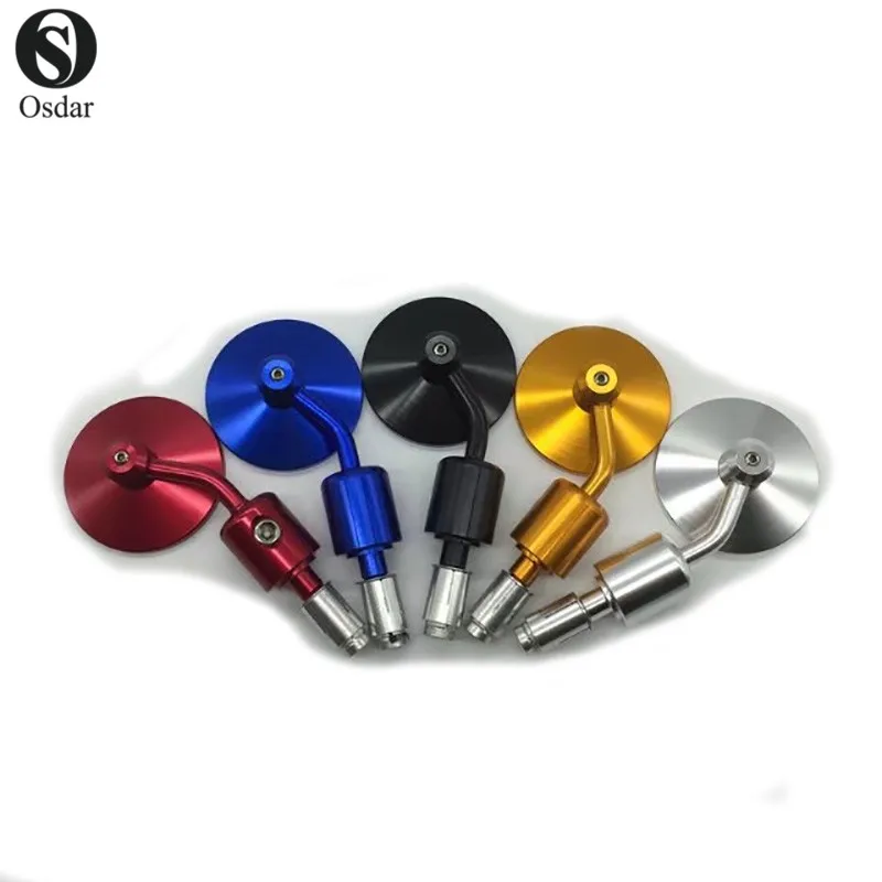 DTRAD Chrome/Black 7/8" Motorcycle Bar End Rearview Mirrors Round