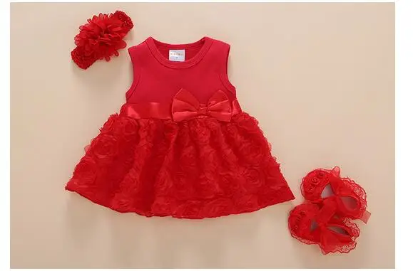 

Baby Girl's Vest Dresses 2017 Summer Christmas Bow Rose Flowers Infant Girls Princess Dresses Kids Newborn Dress Baby Clothing