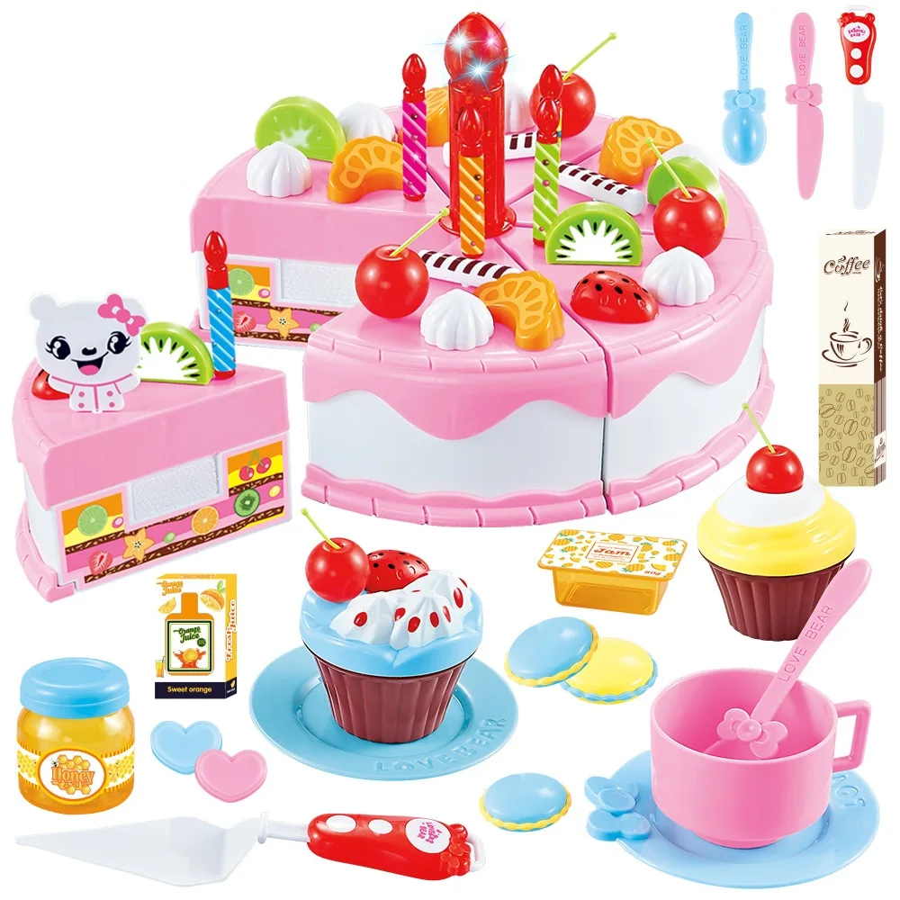 Для DIY торта на день рождения фрукты резка игрушки набор миниатюрные кухонные принадлежности печенье еда ролевые игры игрушки Дети образовательный подарок