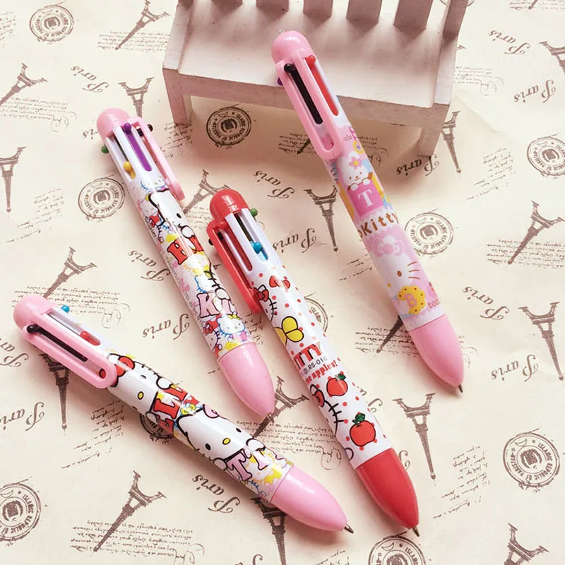 Y38 Kawaii рисунок «Hello Kitty» 6 цветов Пресс шариковая ручка студент написание канцелярские школы канцелярских подарок 2 шт. будет скидка 25%